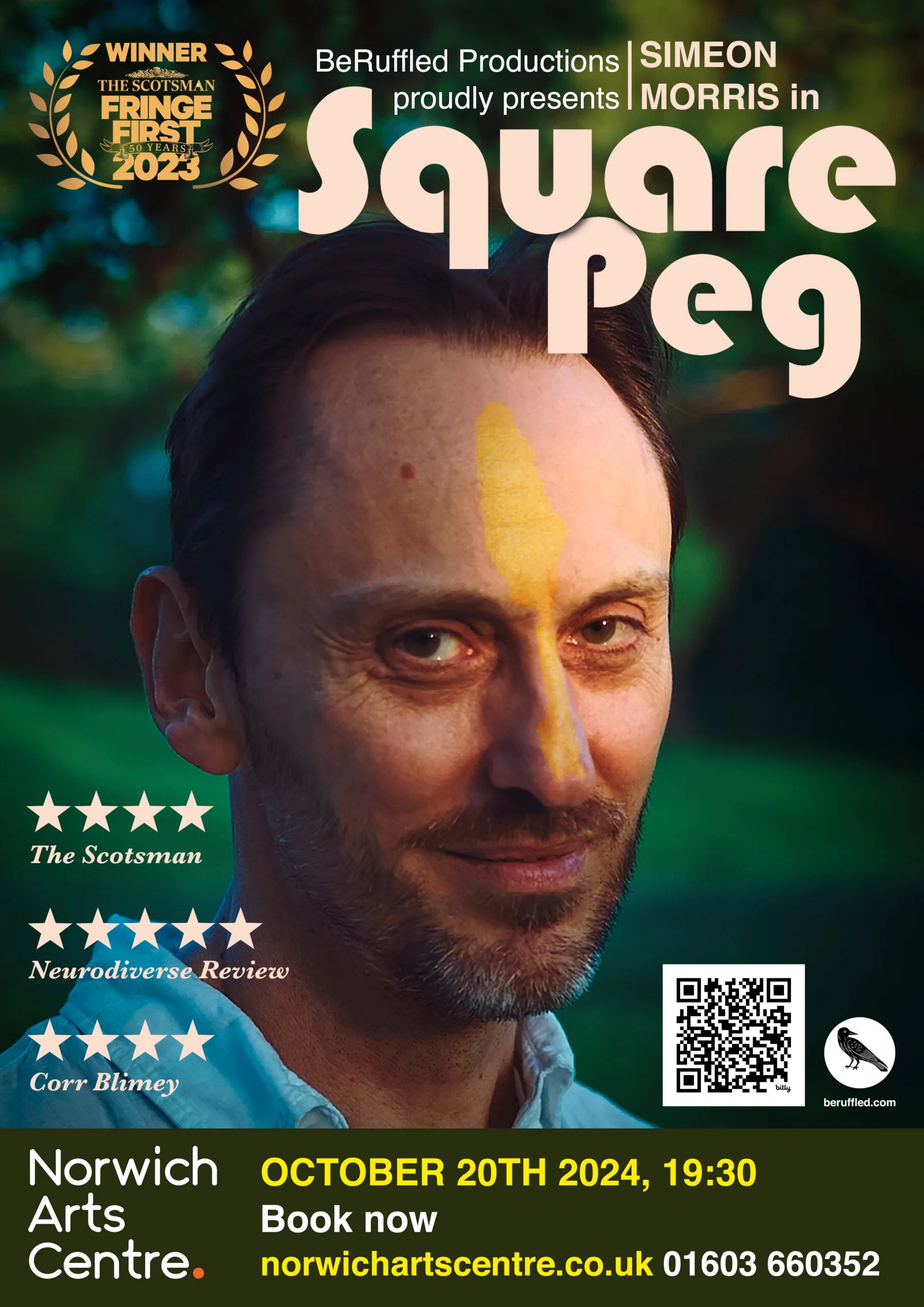 SQUARE PEG NAC_A3 -- SM PORTRAIT A poster for the Norwich Arts Centre