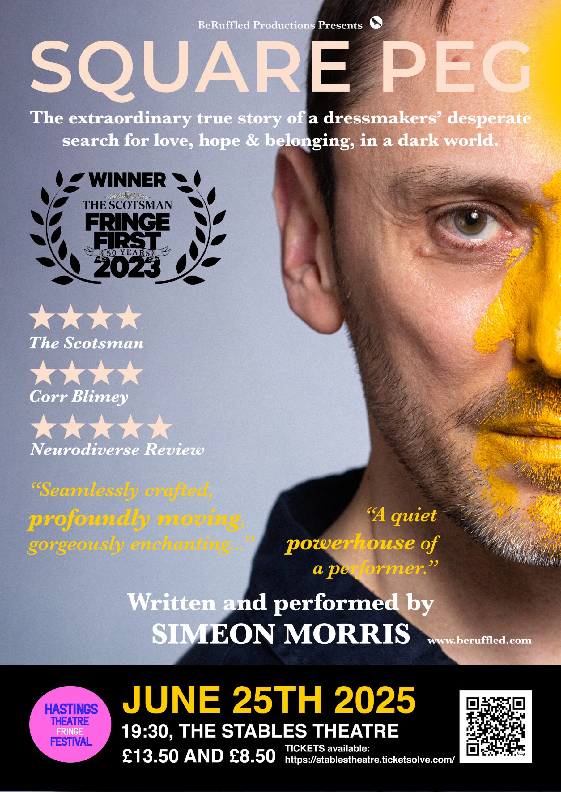 SQUARE PEG POSTER HASTINGS FRINGE_v1_text Poster for show at Hastings Fringe